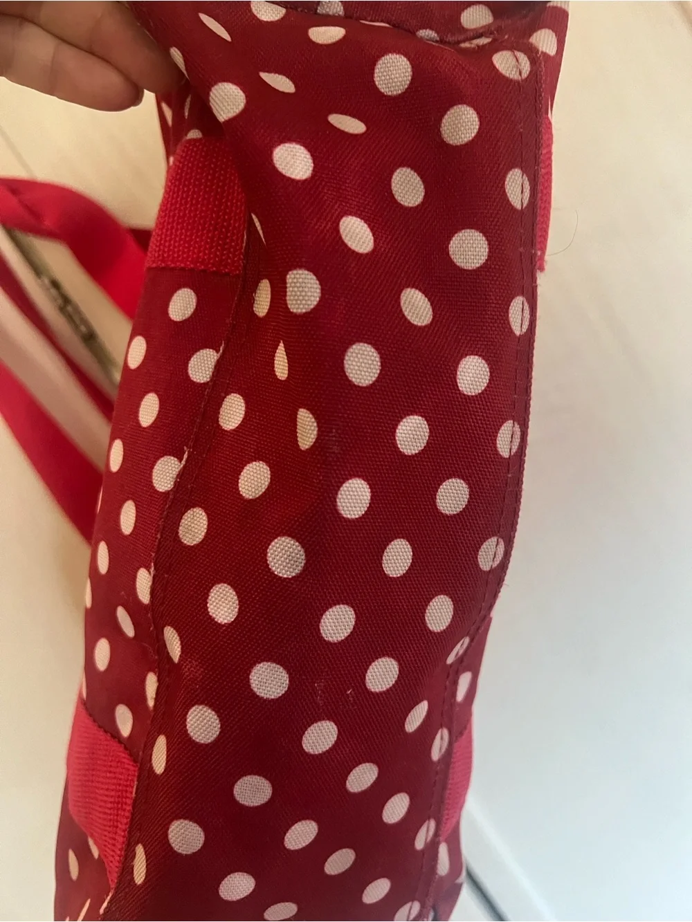 Disney Red Polka Dot Minnie Tote with Cream Trim
